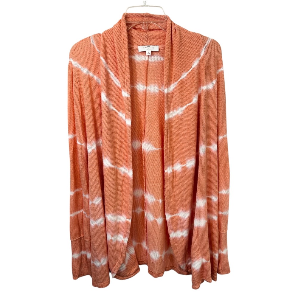 New Directions Large Cardigan Lightweight‎ Orange Open Sweater Preppy Soft 1371